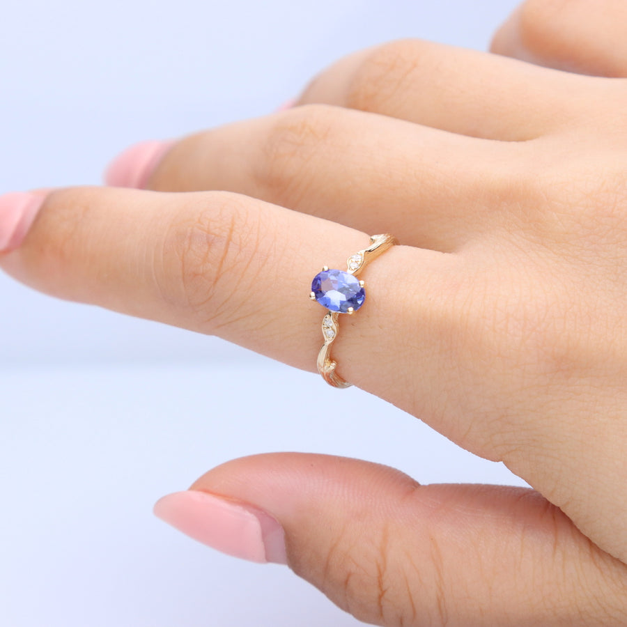 Abby 14K Yellow Gold Oval-Cut Tanzanian Tanzanite Ring