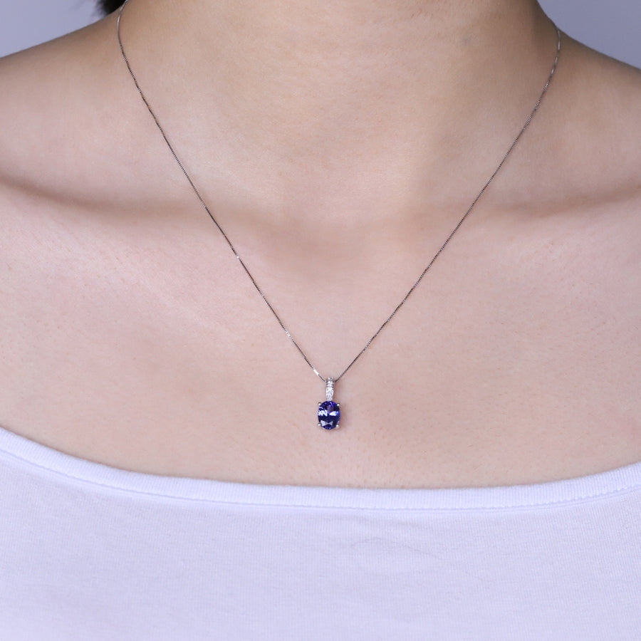 Aurora 14K White Gold Oval-Cut Tanzanian Tanzanite Pendant