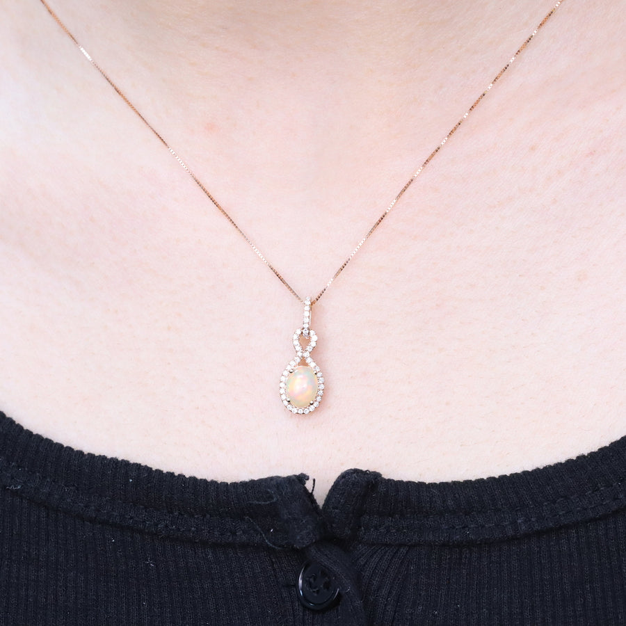 Mila 10K Rose Gold Oval-Cut Natural African Opal Pendant