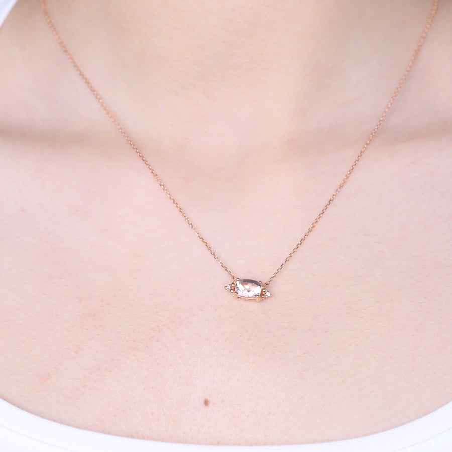 Louisa 10K Rose Gold Cushion-Cut Madagascar Morganite Necklace