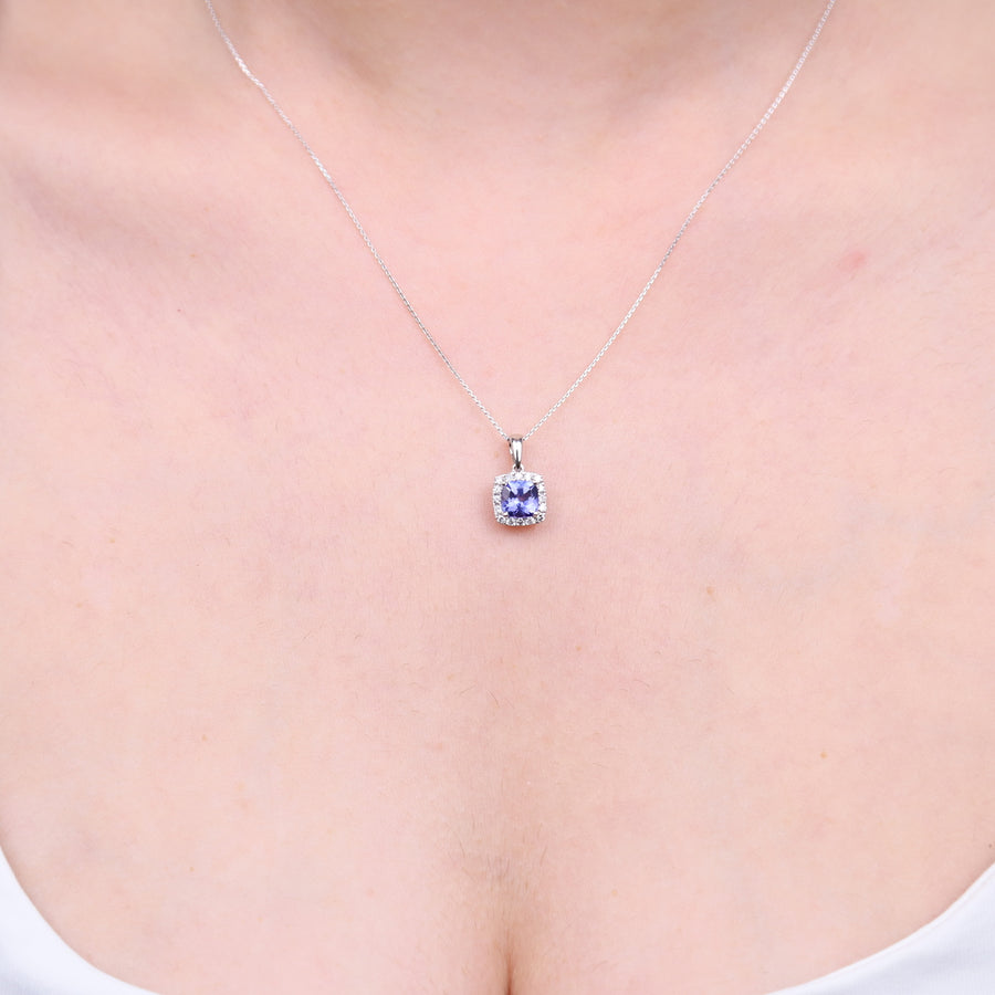 Brooklynn 14K White Gold Cushion-Cut Tanzanian Tanzanite Pendant