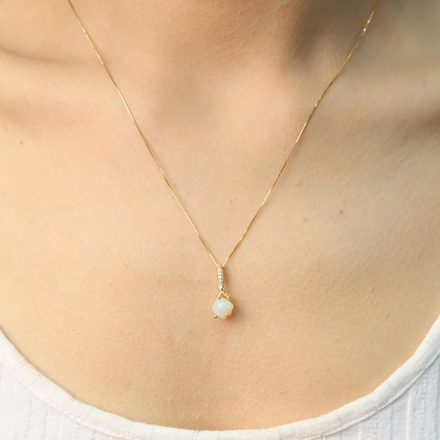 Emilia 14K Yellow Gold Cushion-Cut Natural African Opal Pendant