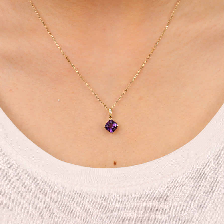 Emmie 10K Yellow Gold Cushion-cut Brazilian Amethyst Pendant