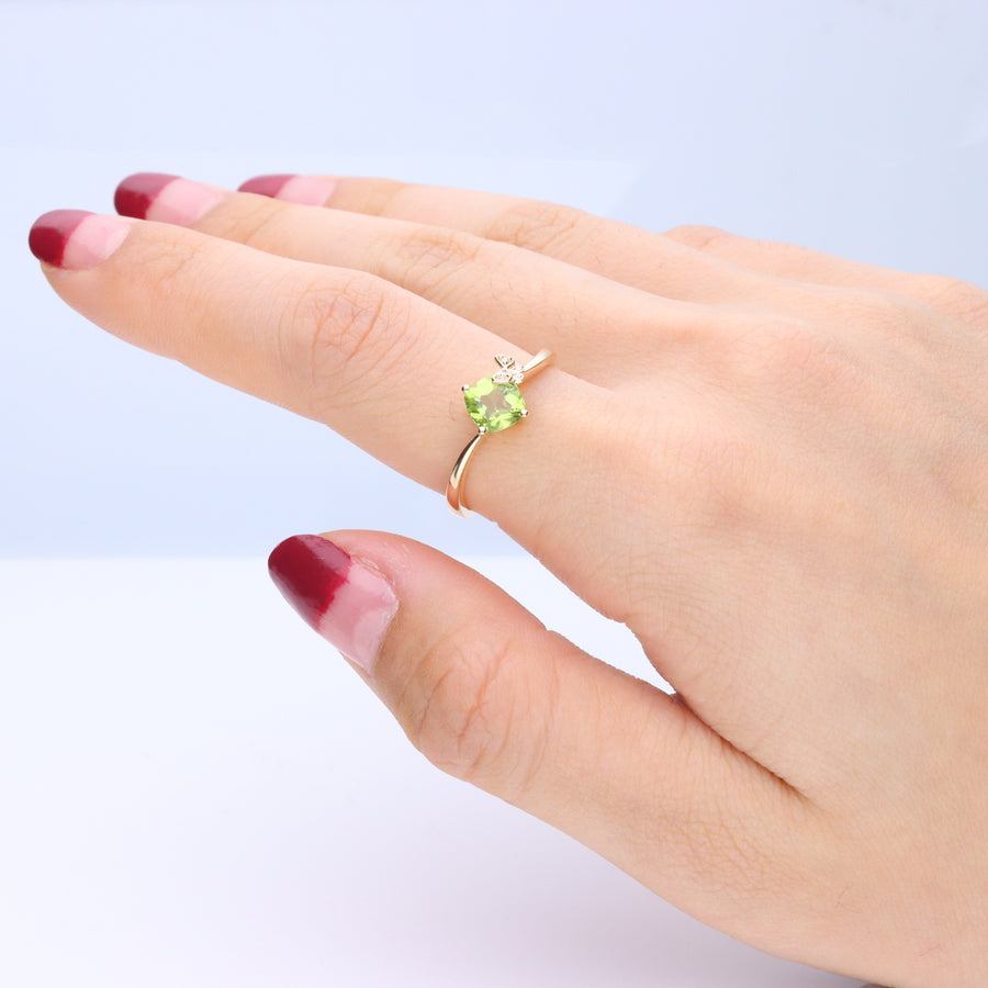 Aurora 14K Yellow Gold Cushion-Cut Manchurian Peridot Ring