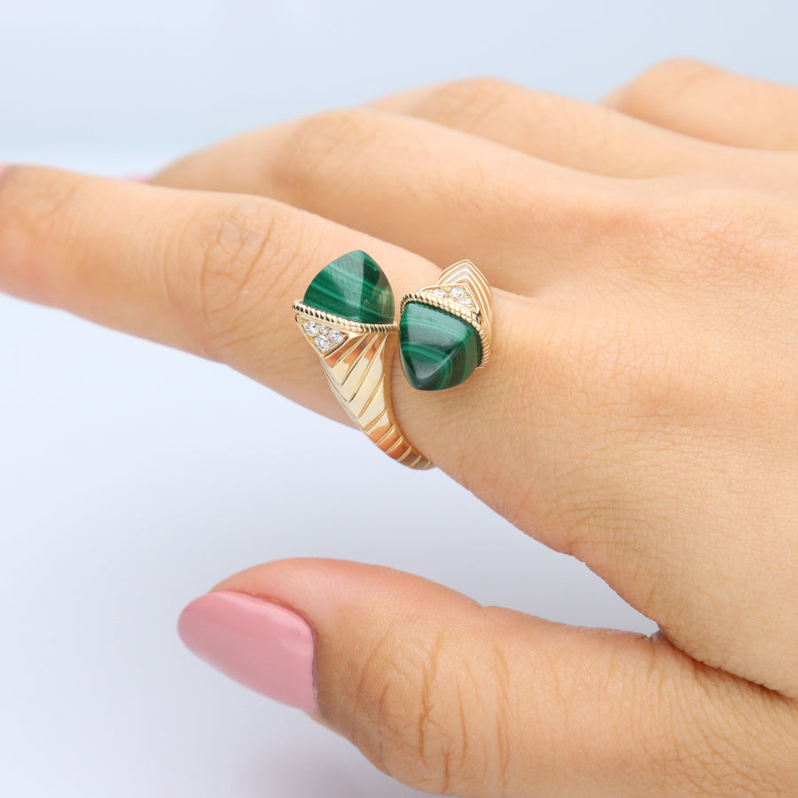 Aaliyah 14K Yellow Gold Fancy-Cut Malachite Ring