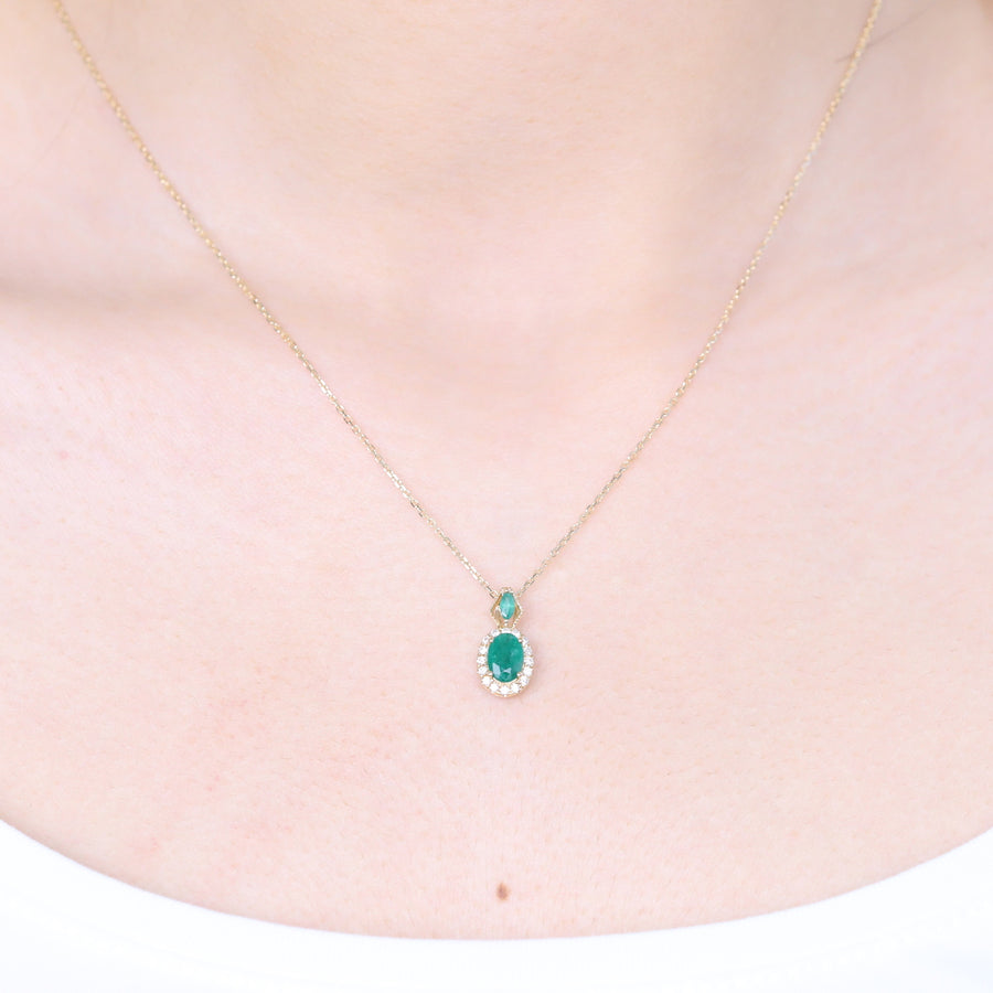 Maeve 14K Yellow Gold Oval-Cut Natural Zambian Emerald Pendant