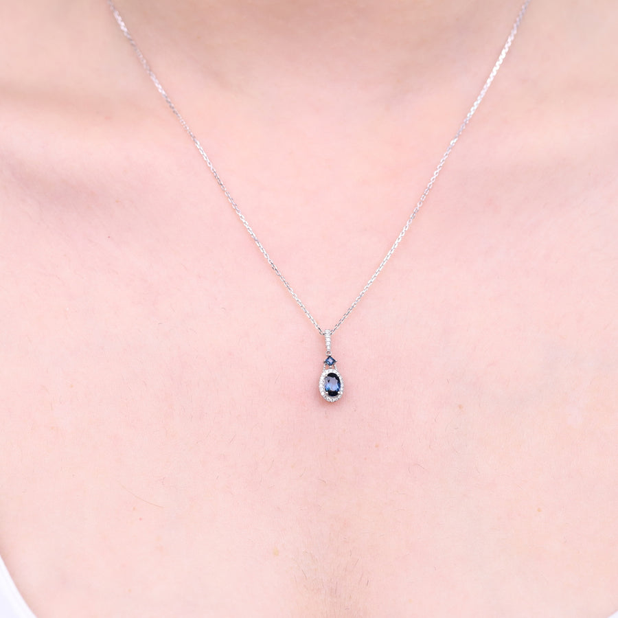 Jordan 10K White Gold Oval-Cut Ceylon Blue Sapphire Pendant