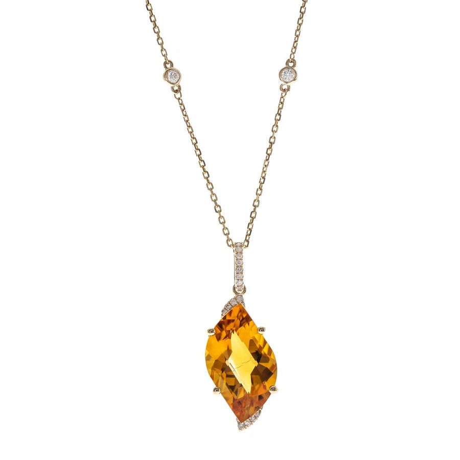 Tamar 14K Yellow Gold Fancy leaf-Cut Brazilian Citrine Pendant