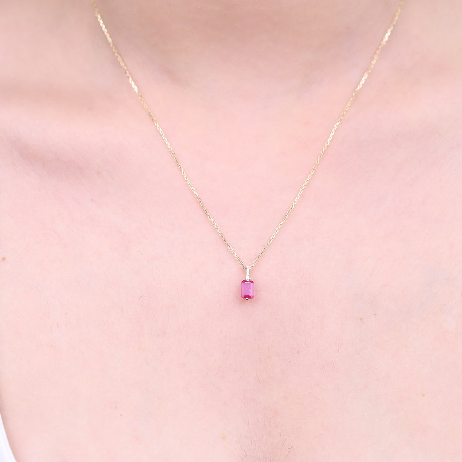 Aria 10K Yellow Gold Emerald-Cut Mozambique Ruby Pendant