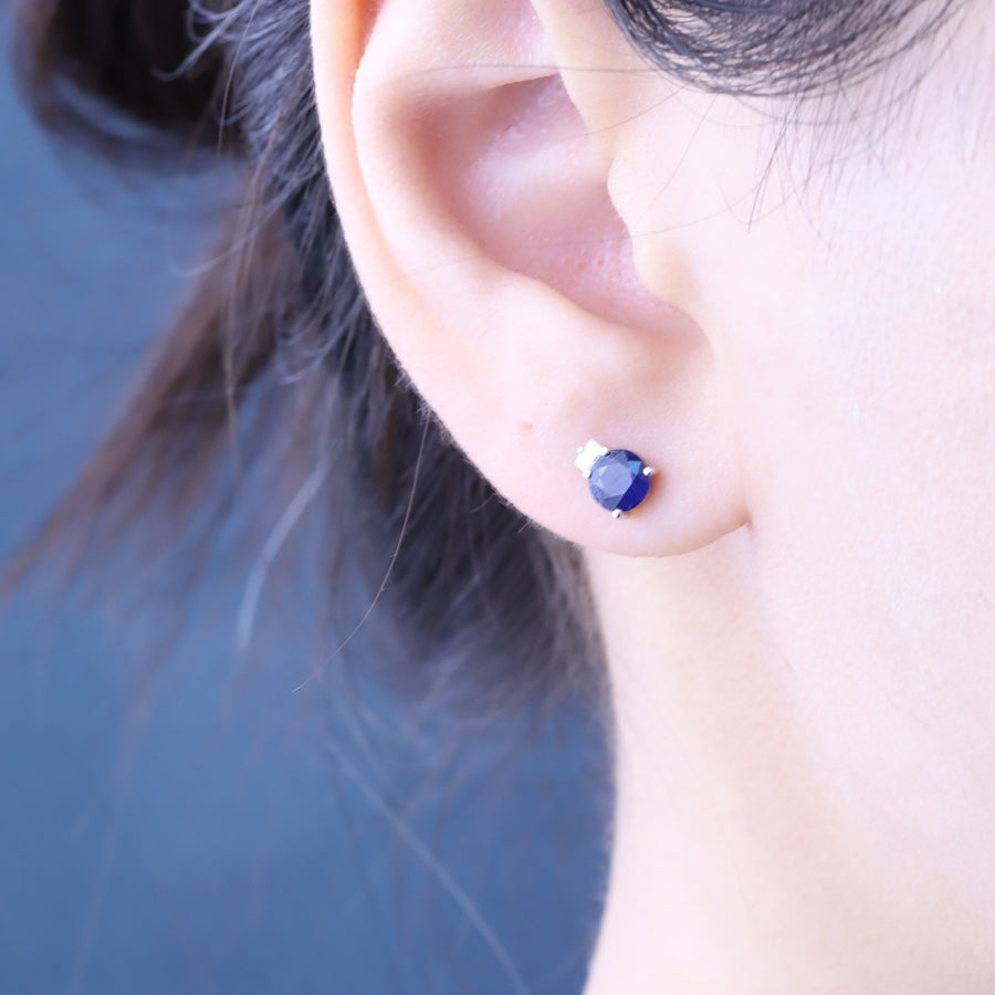 Viviana 10K White Gold Round-Cut Ceylon Blue Sapphire Earring