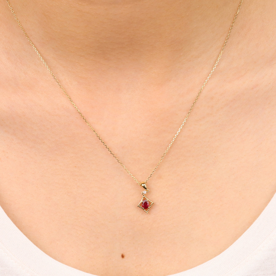 Layla 10K Yellow Gold Oval-Cut Mozambique Ruby Pendant