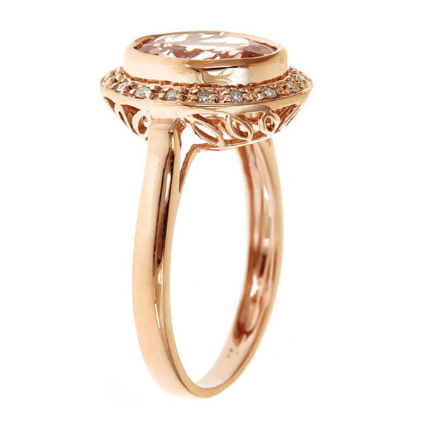 Jaliyah 10K Rose Gold Oval-Cut Madagascar Morganite Ring