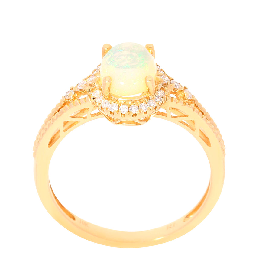 Layla 14K Yellow Gold Oval-Cut Natural African Opal Ring