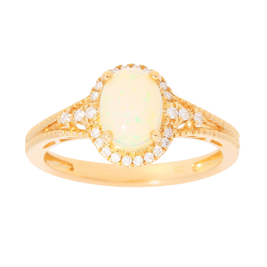 Layla 14K Yellow Gold Oval-Cut Natural African Opal Ring