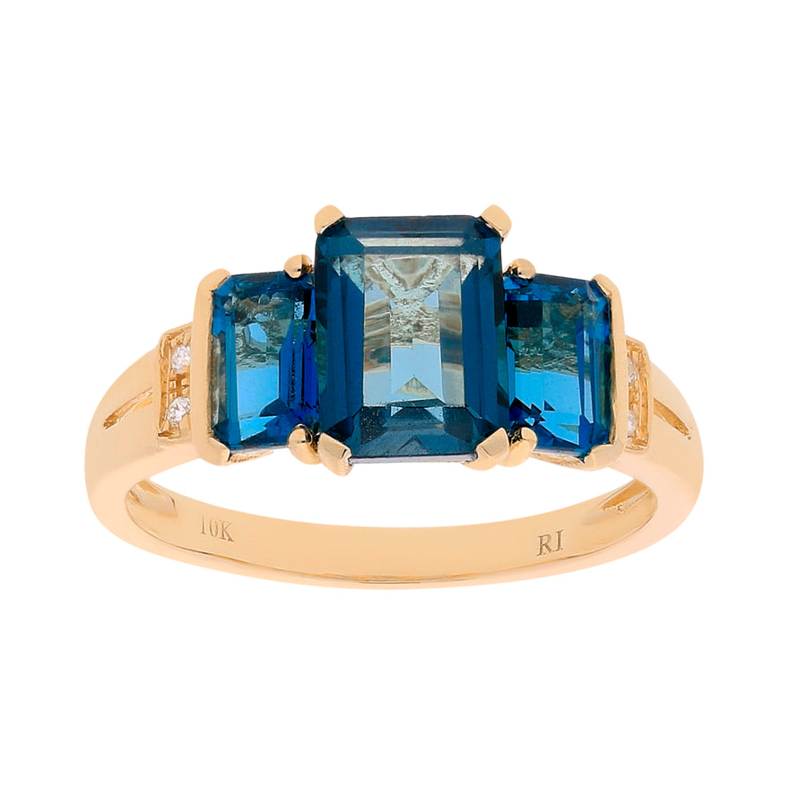 Kaylin 10K Yellow Gold Emerald-Cut Brazilian London Blue Topaz Ring