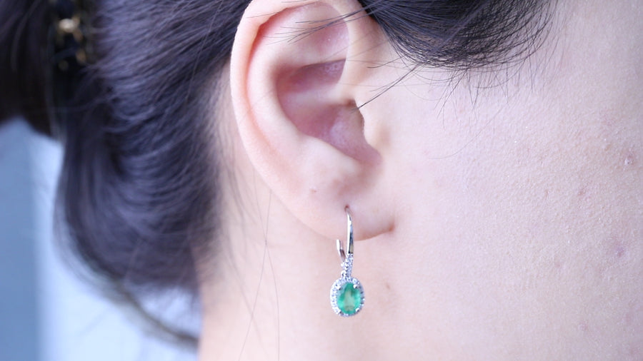 Rosalie 14K White Gold Oval-Cut Natural Zambian Emerald Earring