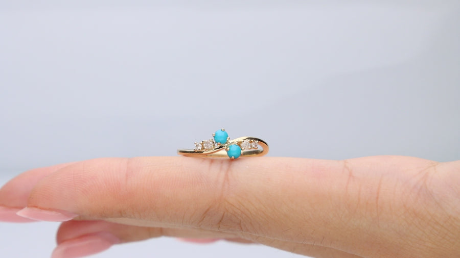 Yvette 10K Yellow Gold Round-Cut Arizona Turquoise Ring