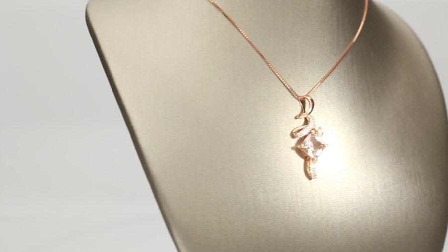 Magnolia 10K Rose Gold Cushion-Cut Madagascar Morganite Pendant