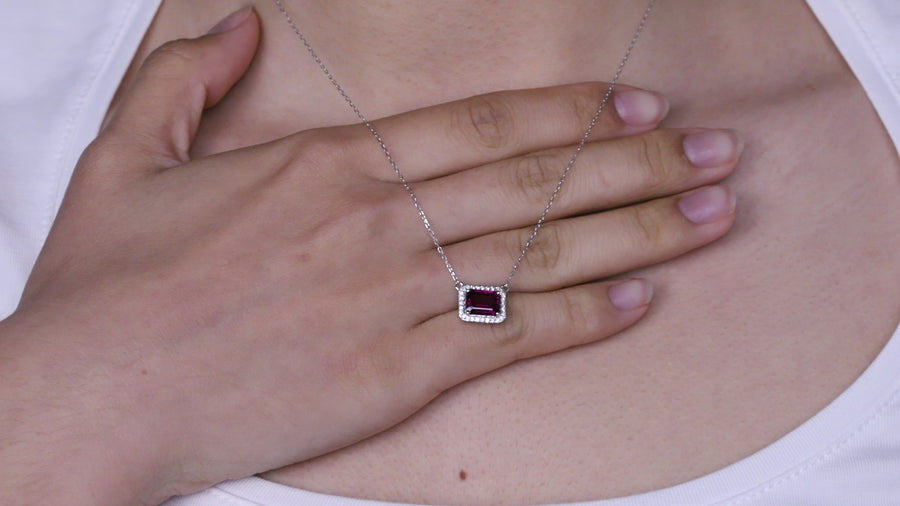 Isabella 14K White Gold Emerald-Cut Garnet Pendant