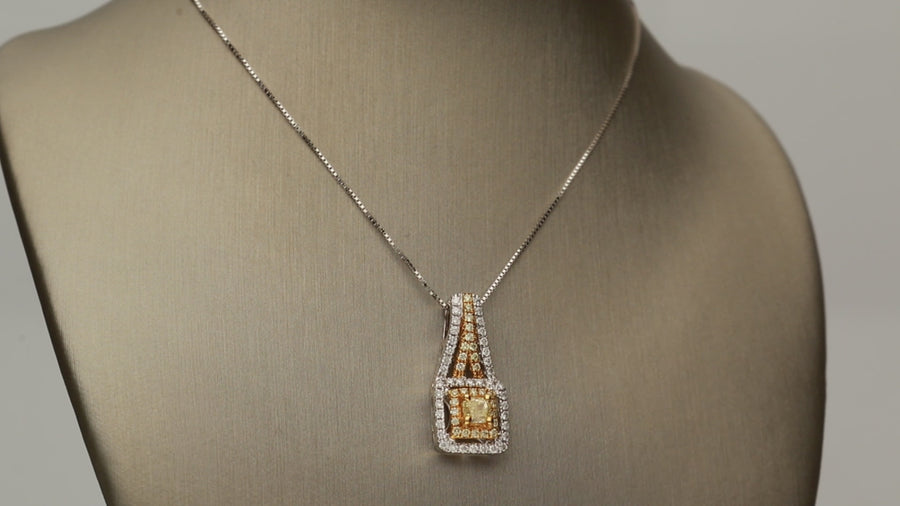 Savannah 14K Two Tone Gold Yellow Diamond Pendant