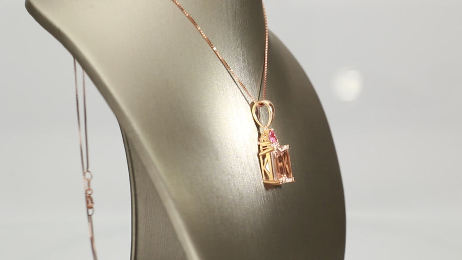 Patricia 14K Rose Gold Emerald-Cut Madagascar Morganite Pendant