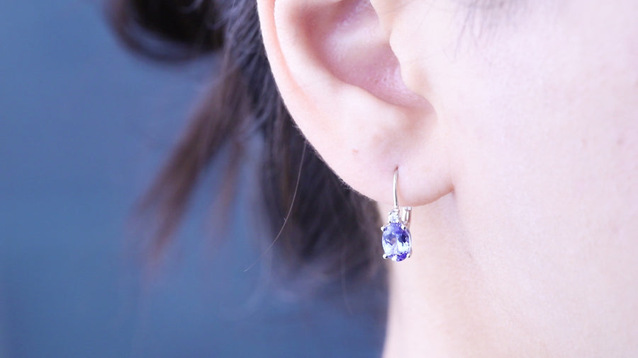 Brookes 10K White Gold Oval-Cut Tanzanian Tanzanite Earring