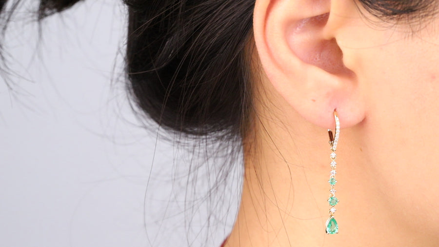 Cecilia 14K Yellow Gold Pear-Cut Natural Zambian Emerald Earring