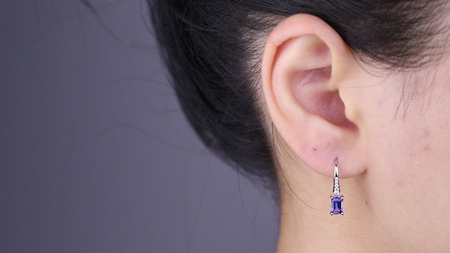 Jenesis 14K White Gold Emerald-Cut Tanzanian Tanzanite Earring