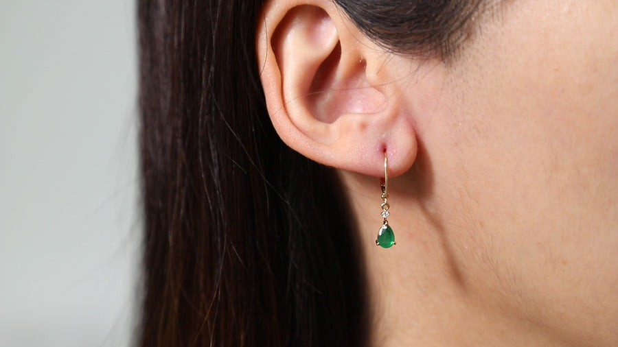 Hannah 14K Yellow Gold Pear-Cut Natural Zambian Emerald Earrings