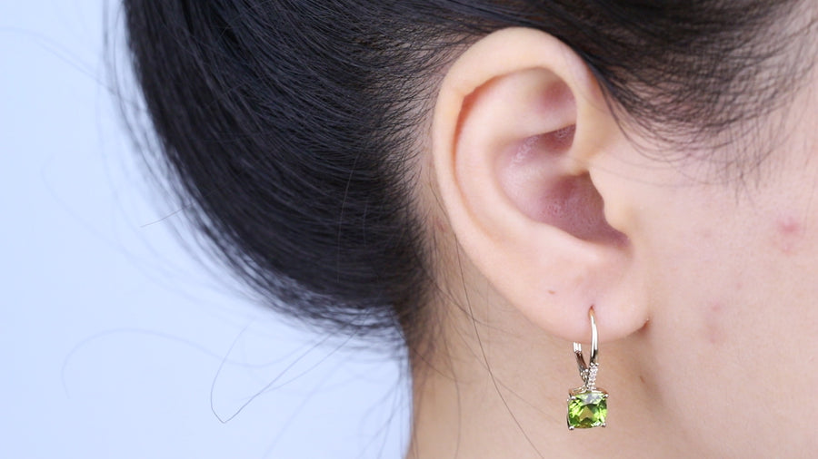 Ashlyn 14K Yellow Gold Cushion-Cut Manchurian Peridot Earring