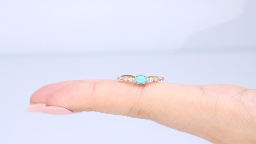 Aubrey 10K Yellow Gold Oval-Cut Turquoise Ring