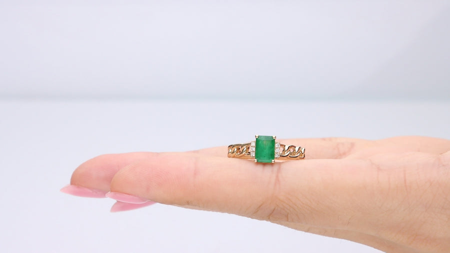 Abby 14K Yellow Gold Emerald-Cut Natural Zambian Emerald Ring