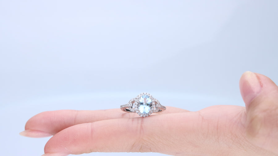 Axel 10K White Gold Oval-Cut Aquamarine Ring