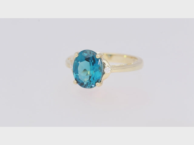 Alexandra 10K Yellow Gold Oval-Cut Brazilian London Blue Topaz Ring