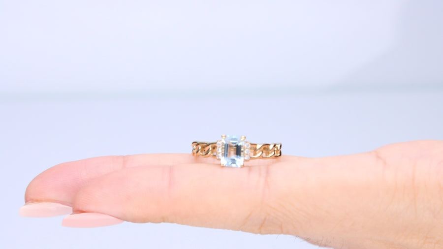 Abby 14K Yellow Gold Emerald-Cut Aquamarine Ring