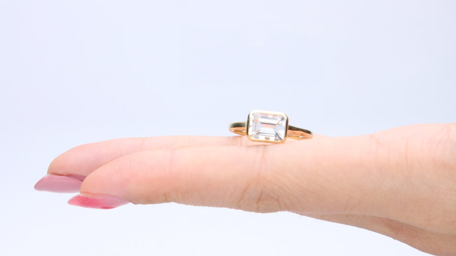 Scarlett 10K Yellow Gold Emerald-Cut White Topaz Ring