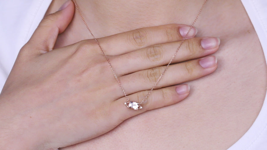 Louisa 10K Rose Gold Cushion-Cut Madagascar Morganite Necklace