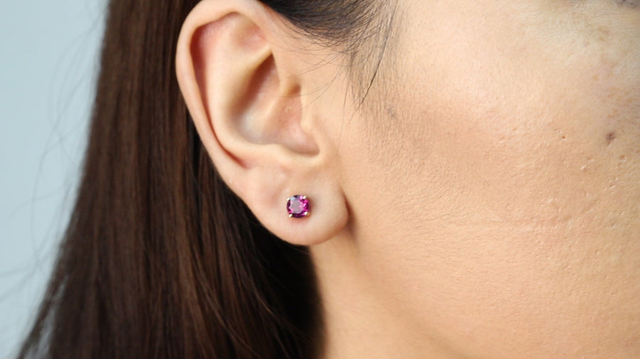 Sophie 10K Rose Gold Round-Shape Pink Garnet Earring