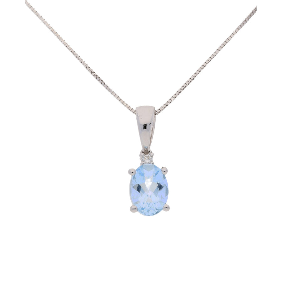 Emersyn 10K White Gold Oval-Cut Brazilian Aquamarine Pendant