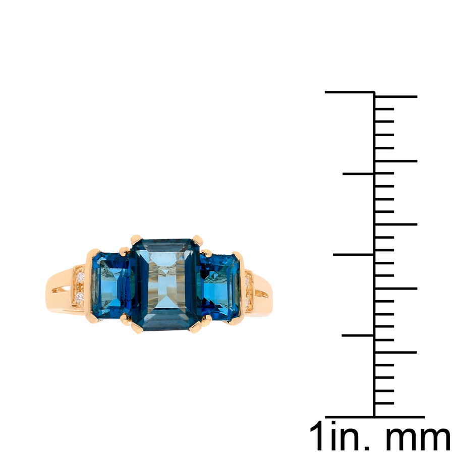 Kaylin 10K Yellow Gold Emerald-Cut Brazilian London Blue Topaz Ring