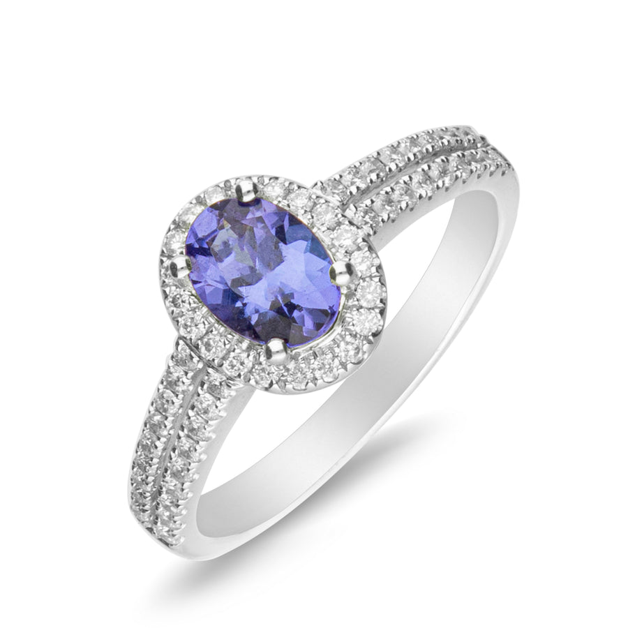 Emilia 14K White Gold Oval-Cut Tanzanian Tanzanite Ring