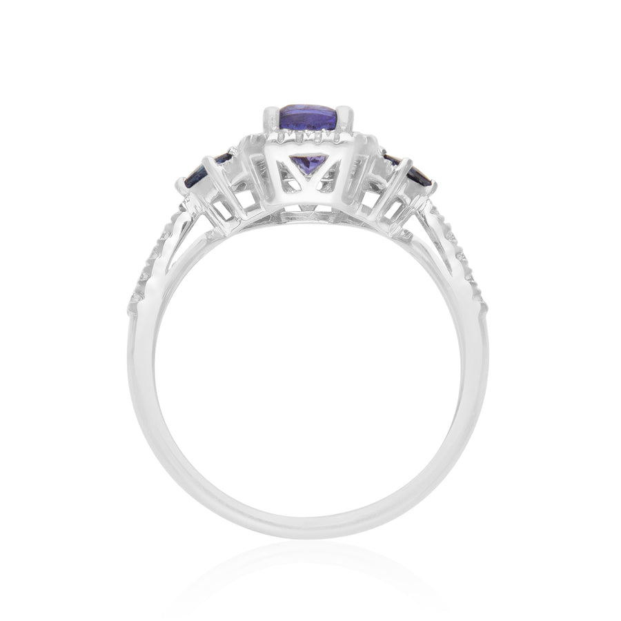 Iris 14K White Gold Cushion-Cut Tanzanian Tanzanite Ring