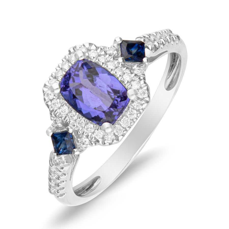 Iris 14K White Gold Cushion-Cut Tanzanian Tanzanite Ring