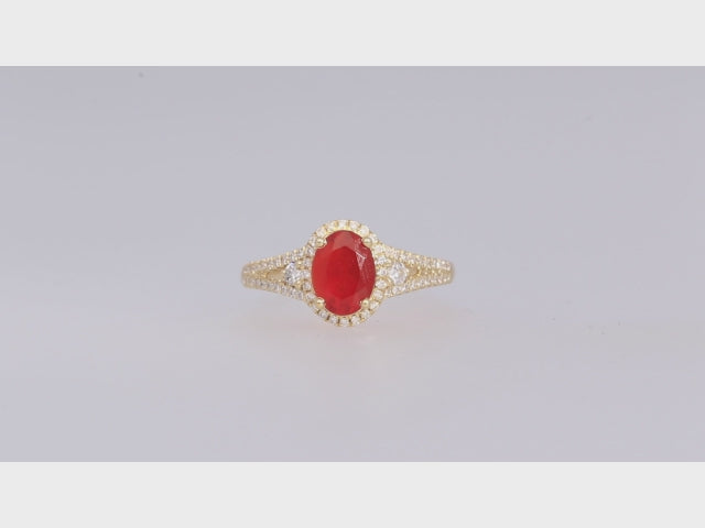 Jenna 14K Yellow Gold Oval-Cut Mexican Fire Opal Ring