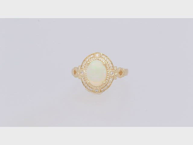 Regina 14K Yellow Gold Oval-cut Natural African Opal Ring