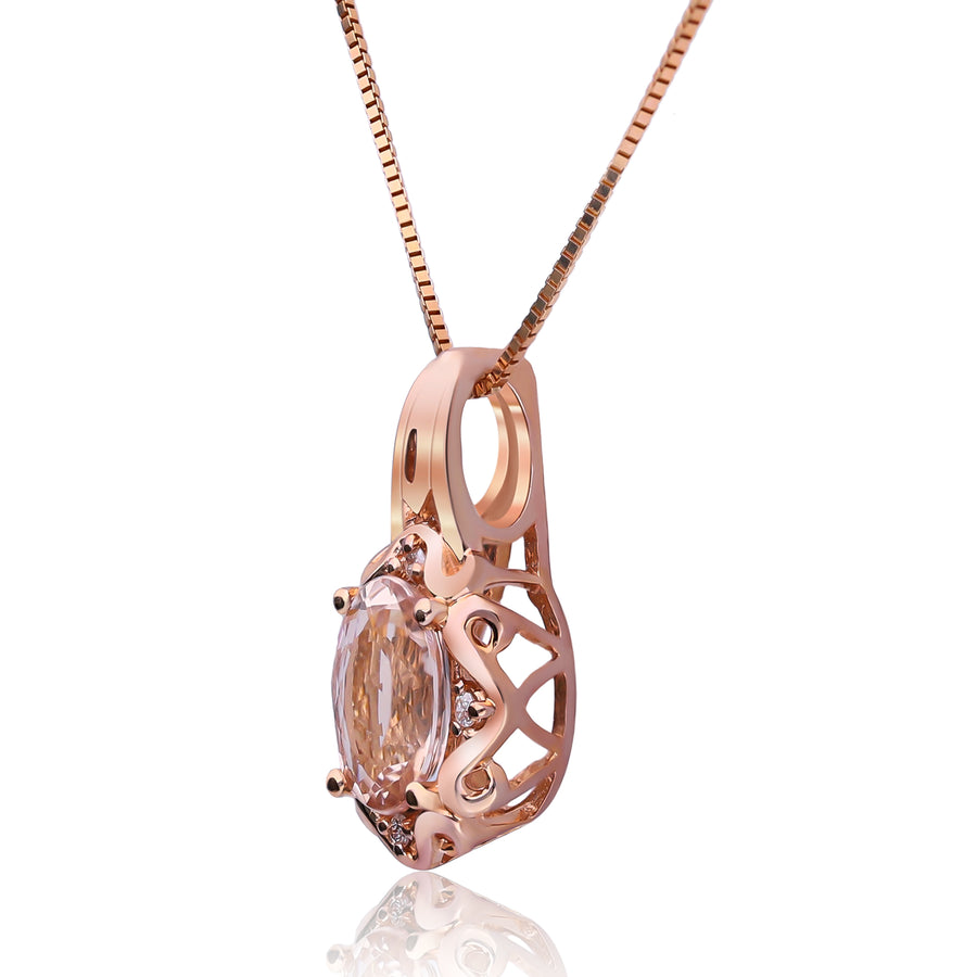 Jaylah 10K Rose Gold Oval-Cut Madagascar Morganite Pendant