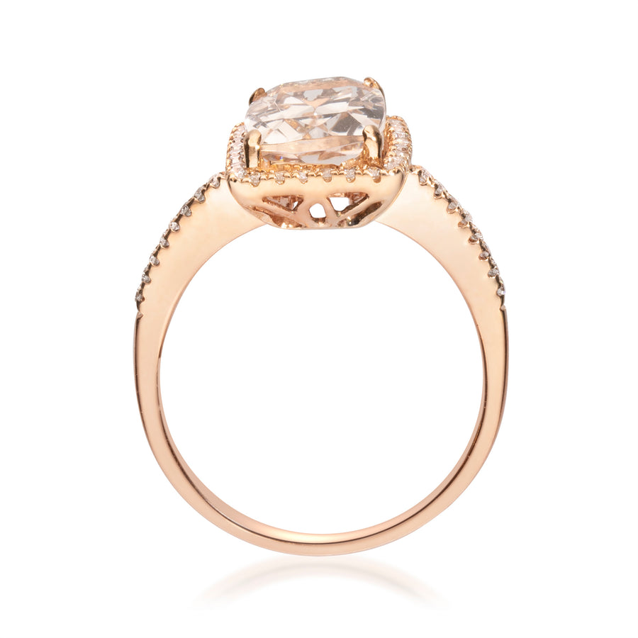 Janiyah 10K Rose Gold Cushion-Cut Madagascar Morganite Ring