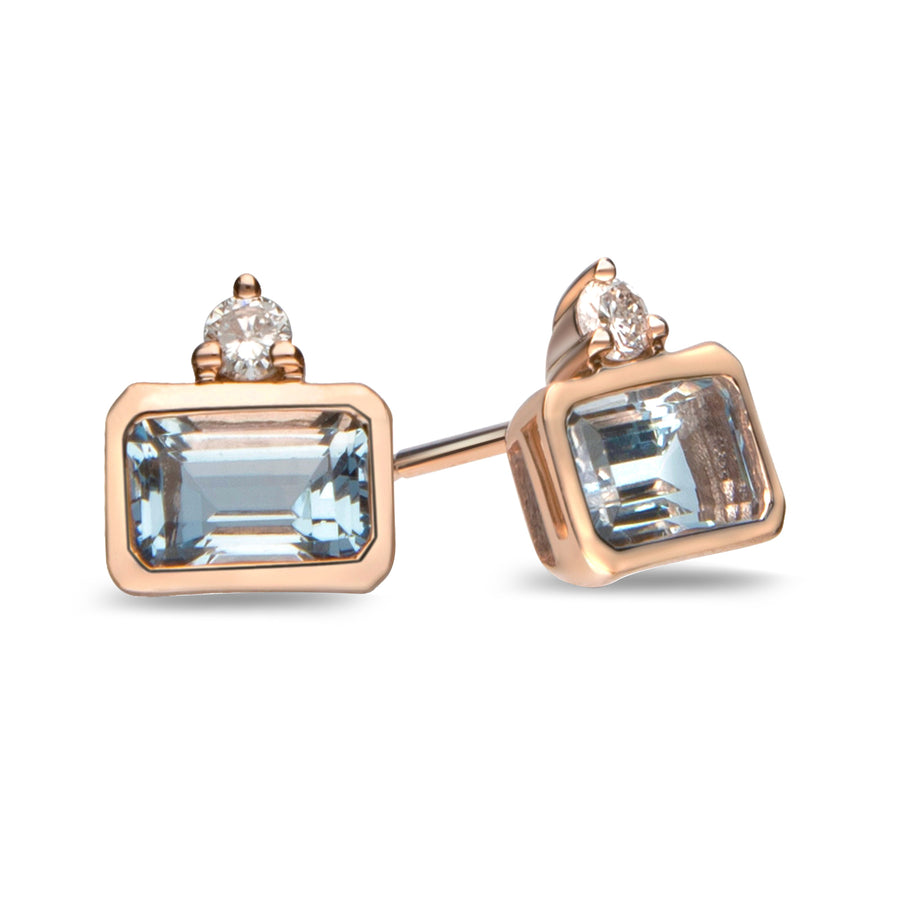 Hannah 14K Rose Gold Emerald-Cut Brazilian Aquamarine Earring