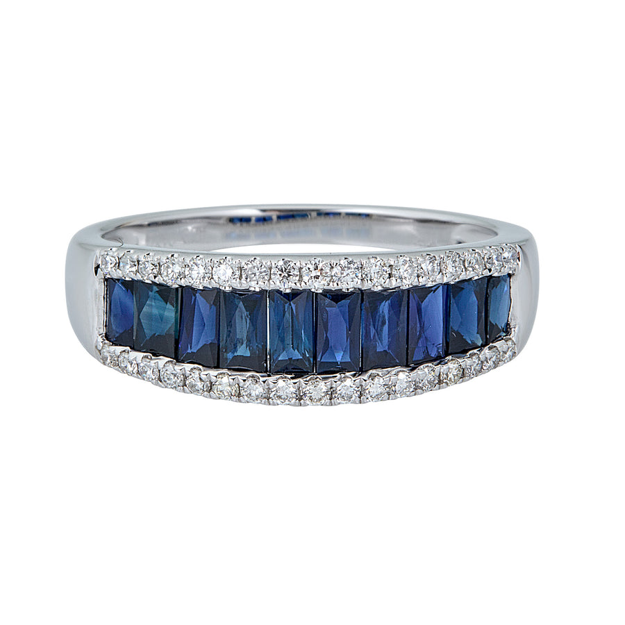 Lucy 10K White Gold Baguette-Cut Ceylon Blue Sapphire Ring