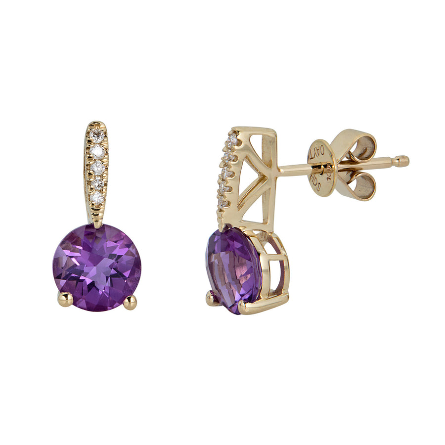 Chloe 10K Yellow Gold Round-Cut Brazilian Amethyst Earring